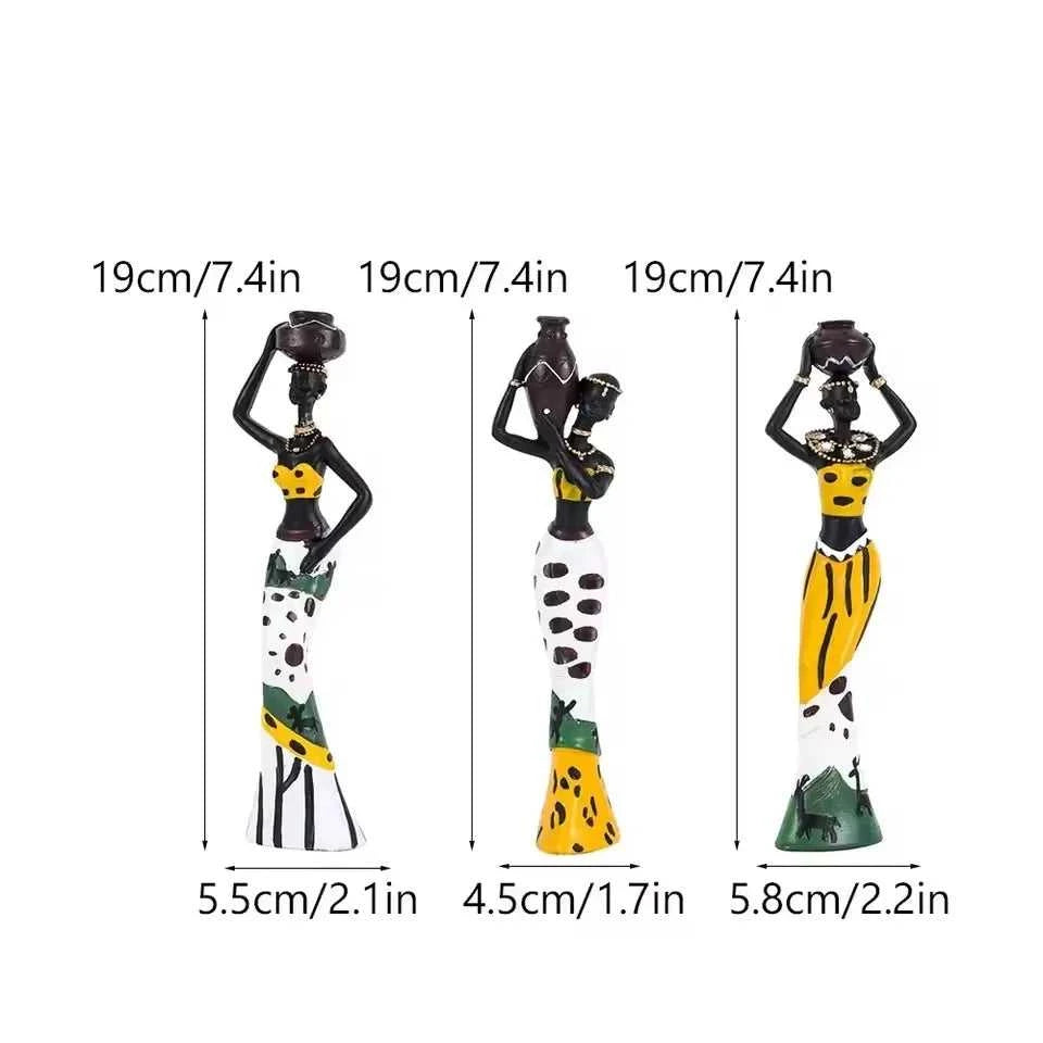 African Black Woman Figurines Sculptures Friends Gift Home Ornamenten Hars Retro Ambachten Accessories Shelf Decoration 14:200006152#Green sculptures