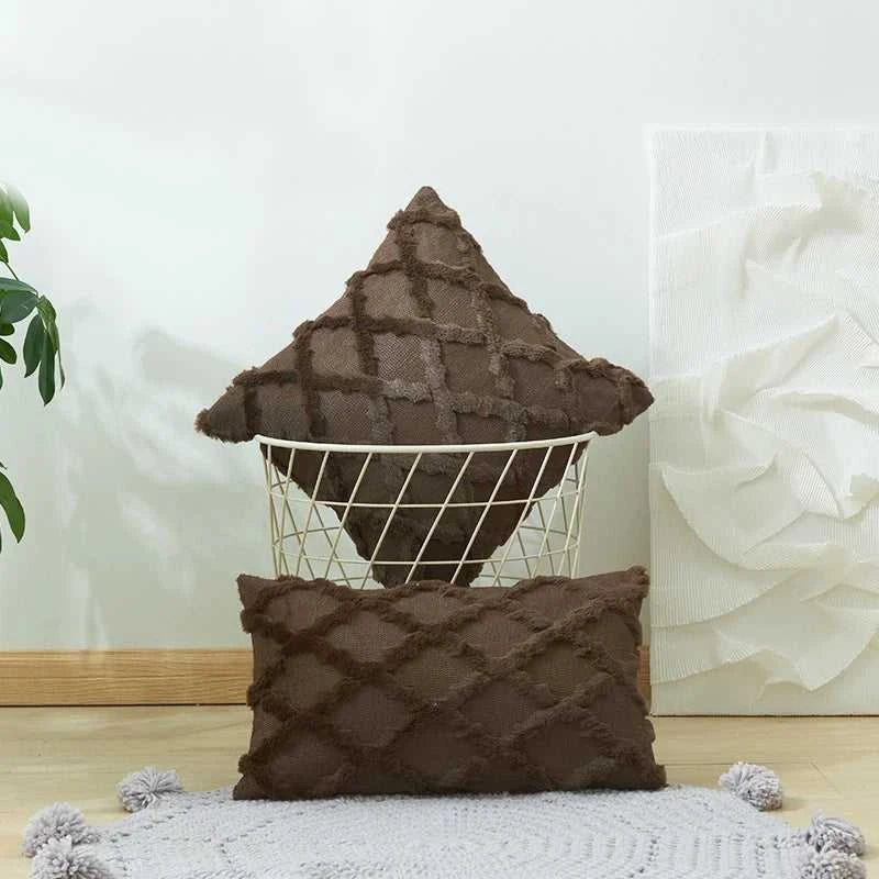 Camari Textured Rattan Throw Pillow Cover - Plush Solid Color Decorative Cushion Case 14:496#brown;5:202949817 Cushion Covers