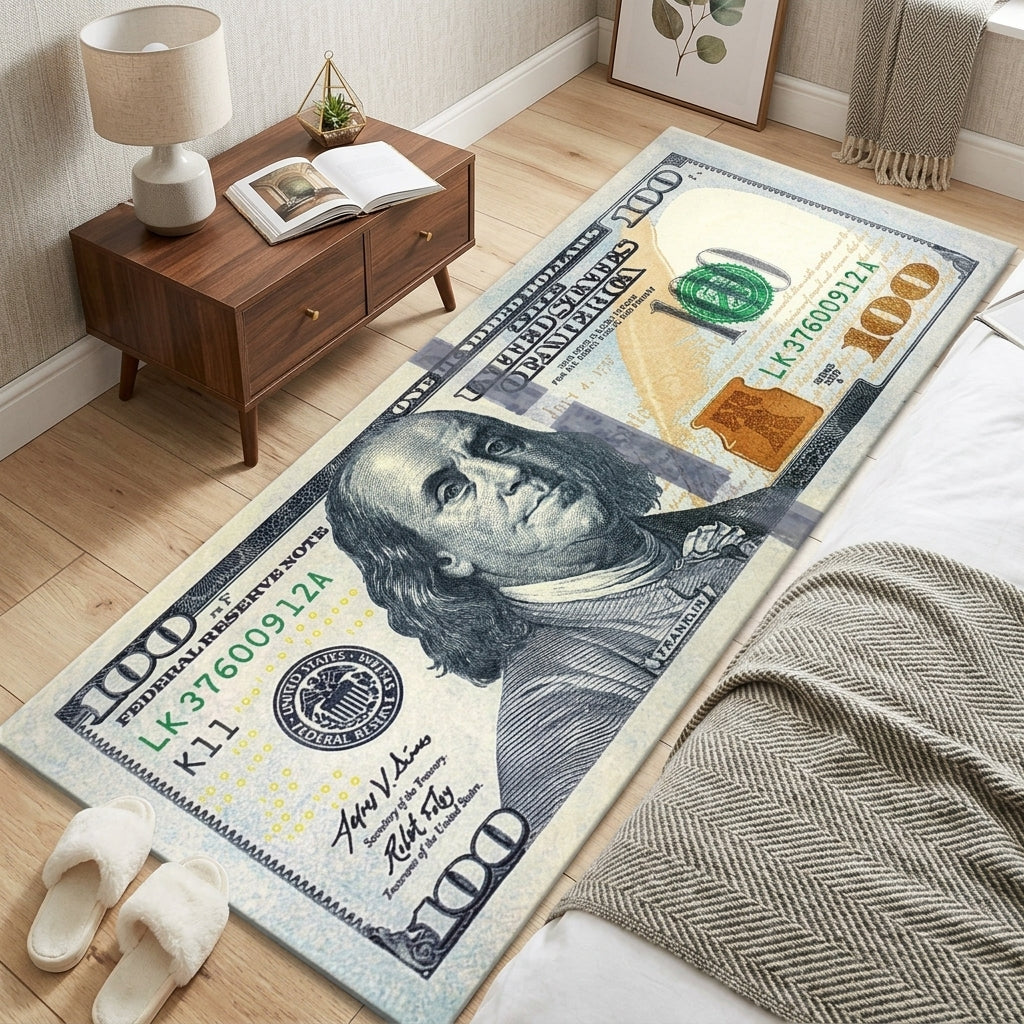 Don 100 Dollar Bill Rug – Novelty Area Runner for Bedroom