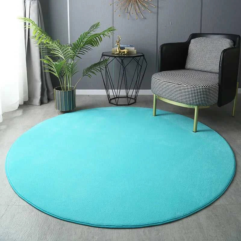 Hexie Round Coral Velvet Carpet - Thickened Soft Bedroom Rug 14:200002984#Coffee;5:89454522#60x60cm Rugs