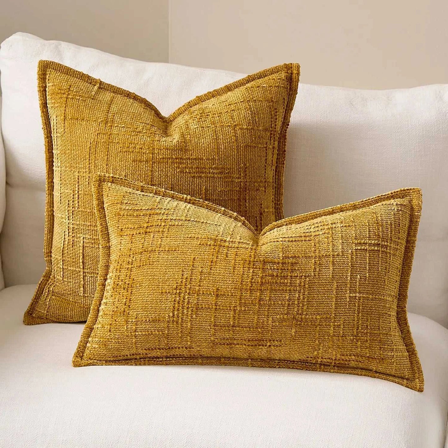 Masy Chenille Cushion Cover - Bamboo Yarn Textured Throw Pillow Case 14:10#Dark Grey;5:201298988#30x50cm Cushion Covers