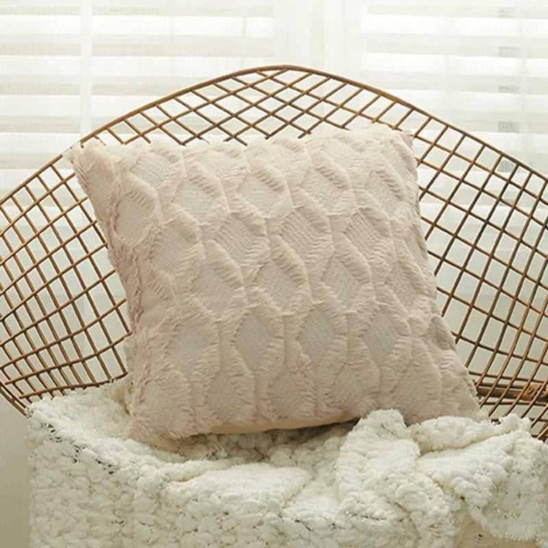 Myra Plush Pillow Cover - Soft Fluffy Cushion Cover Weaving Tatting 14:29#Light Grey;5:201298986#30x50cm Cushion Covers