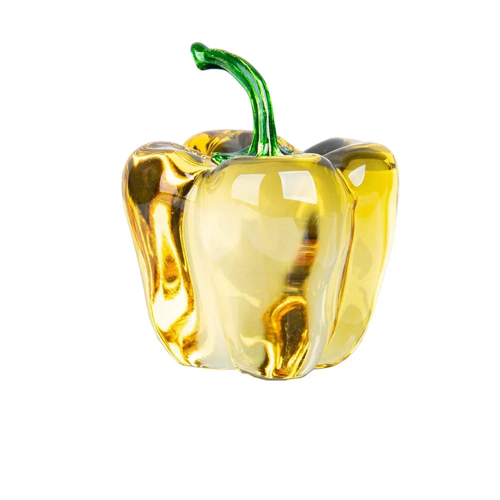 Detailed texture of colored glaze on handcrafted glass chili pepper showing smooth glossy finish
