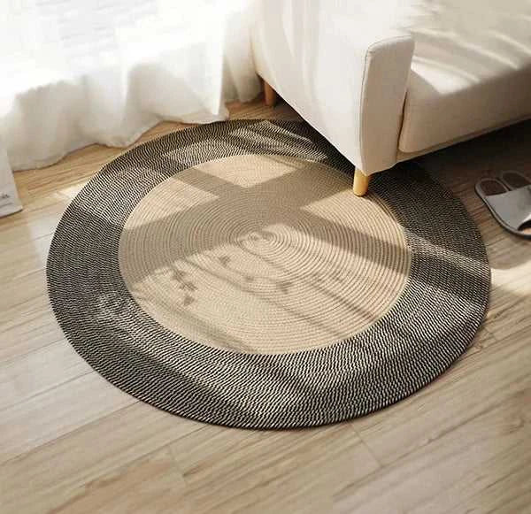 Veneta Handmade Round Jute Rug with Tassel - Natural Woven Rattan Carpet 14:366#A;5:201336412#45cm Small Floor Mats