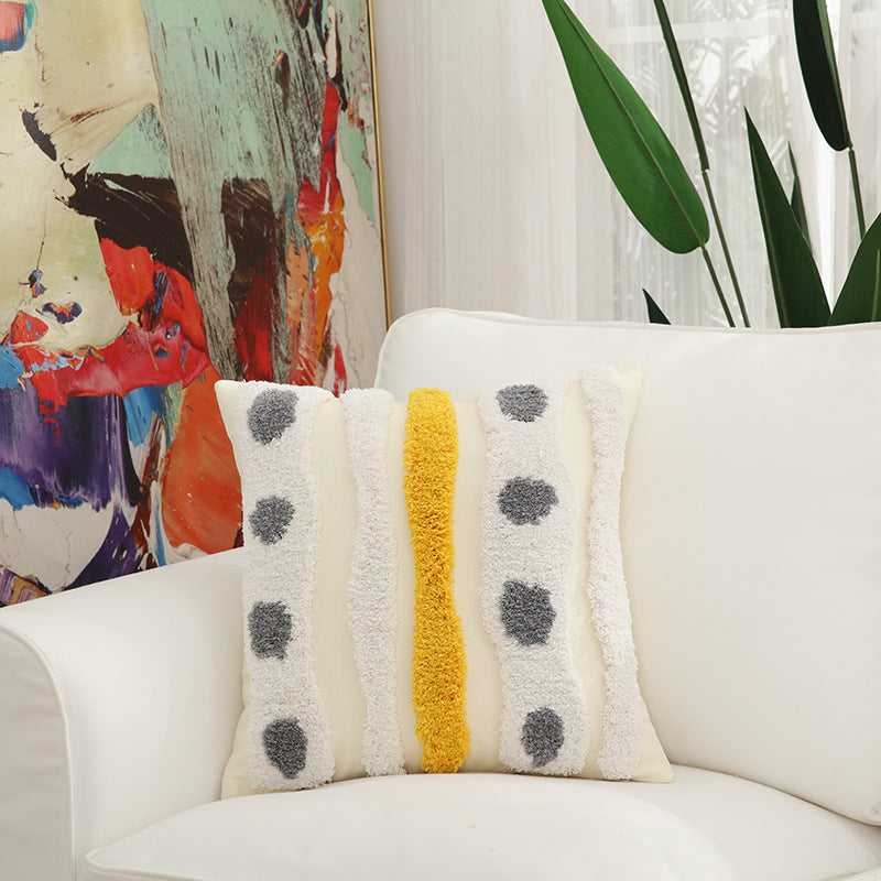 Cotton Pillow Embroidery Home Pillow CJJJJFZT00473-Grey-4 style-45X45cm Cushion Covers