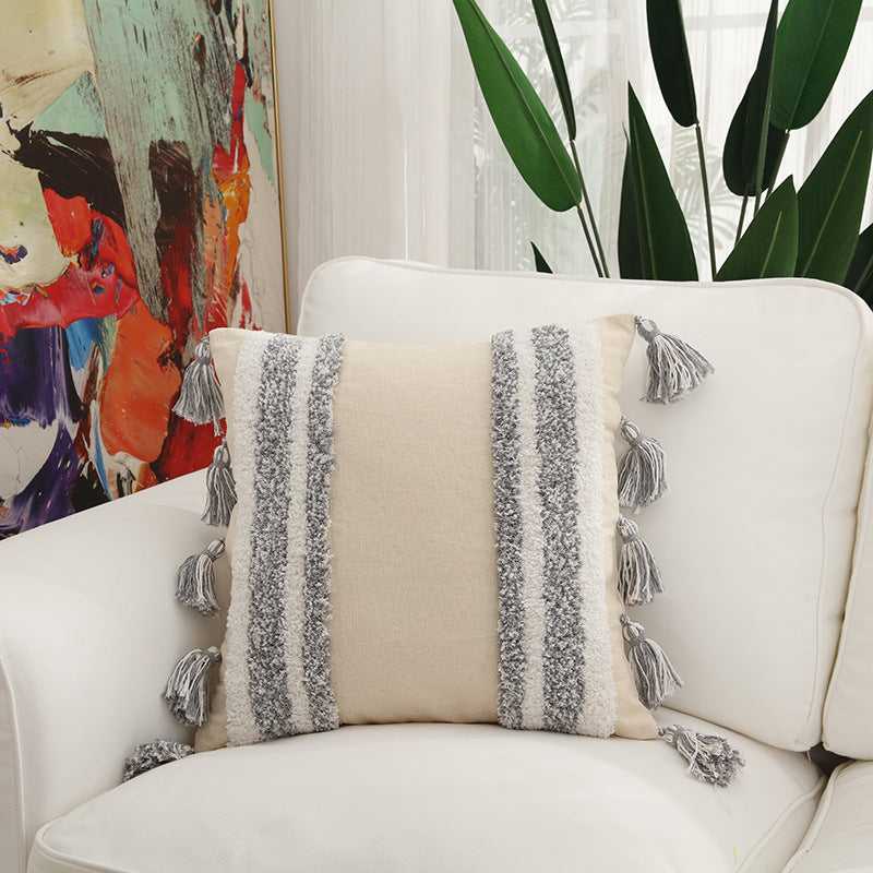 Cotton Pillow Embroidery Home Pillow CJJJJFZT00473-Grey-4 style-45X45cm Cushion Covers