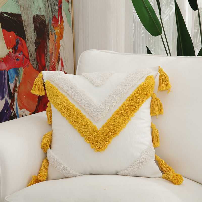 Cotton Pillow Embroidery Home Pillow CJJJJFZT00473-Grey-4 style-45X45cm Cushion Covers