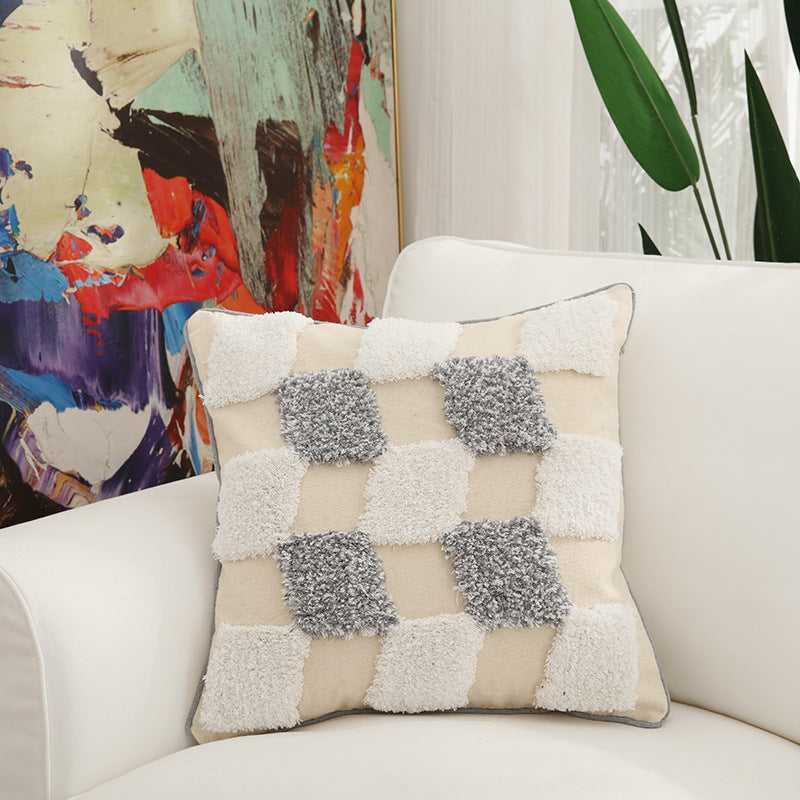 Cotton Pillow Embroidery Home Pillow CJJJJFZT00473-Grey-4 style-45X45cm Cushion Covers