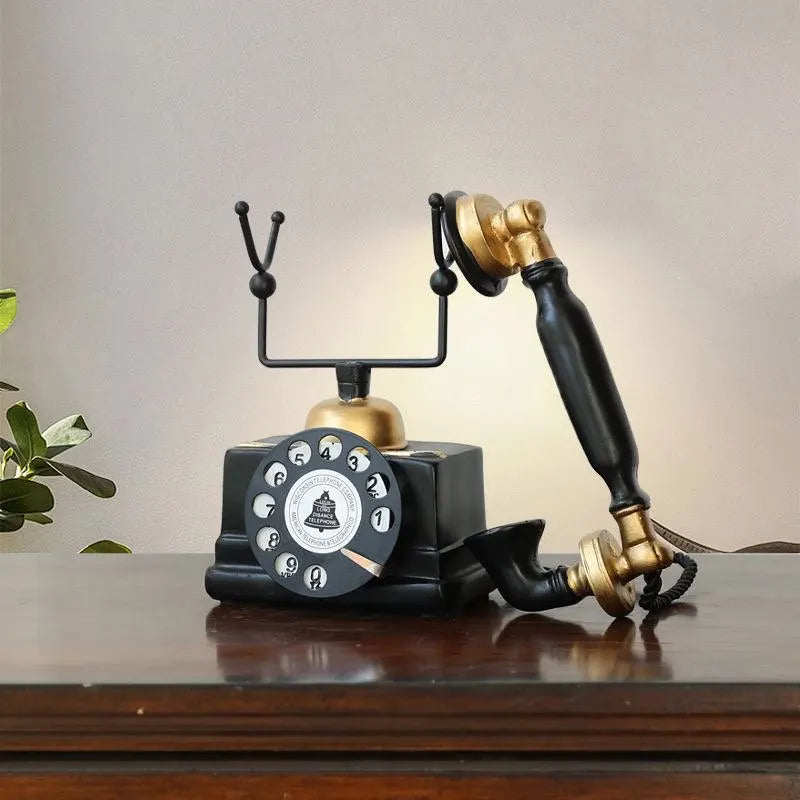 Nordic retro old craft ornaments vintage telephone ornaments, resin crafts, household bedroom living room phone Shape decoration 14:200006152#B sculptures