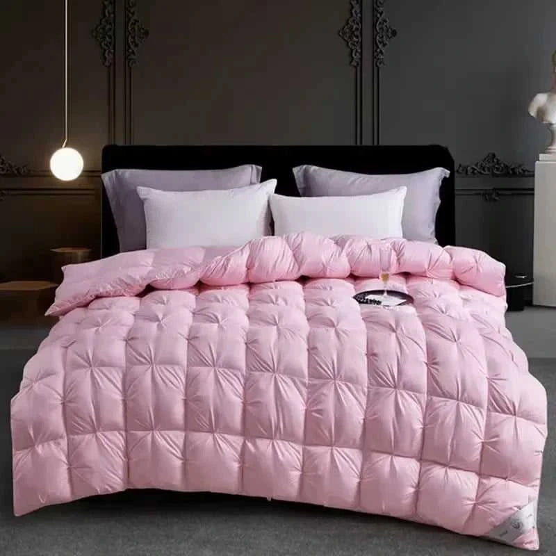 High Grade 100% White Goose Down Quilt Winter Warm Feather Duvet Queen King Cozy Lightweight 3D Bread Comforter Pinch Pleated 14:175#Gray;5:200011600#220x240cm 3.5kg luxury bedding