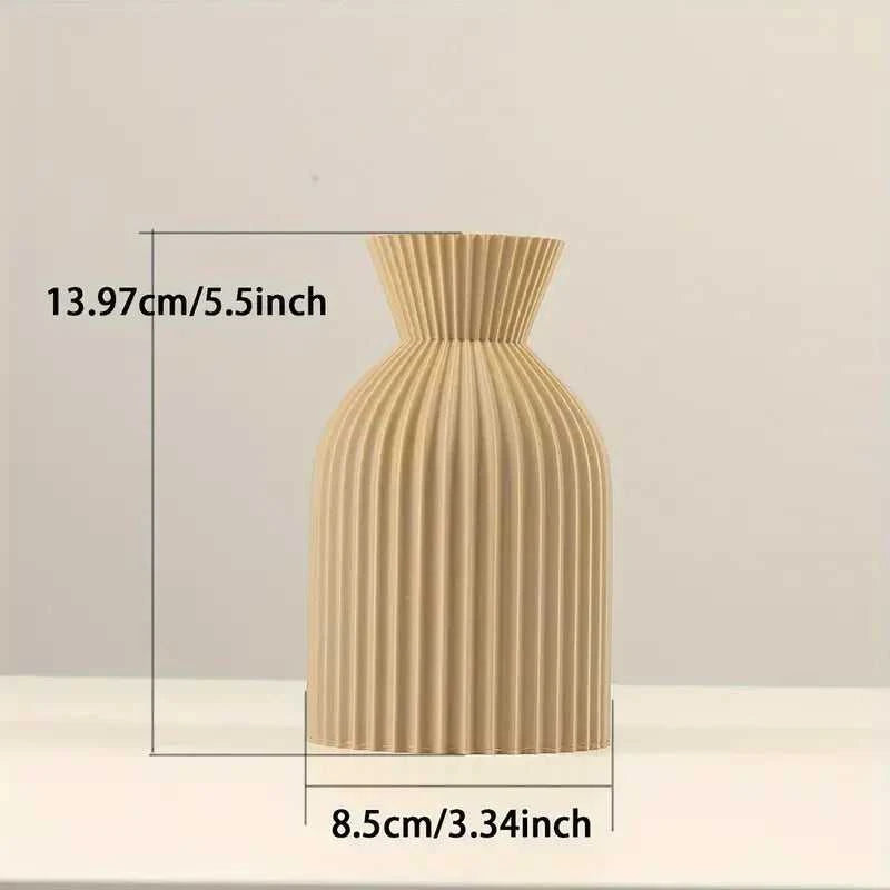 Adya Plastic Vase - Boho Decorative Centerpiece for Home Decor 14:365458#Khaki-S vase