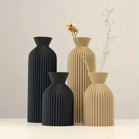 Adya Plastic Vase - Boho Decorative Centerpiece for Home Decor 14:365458#Khaki-S vase