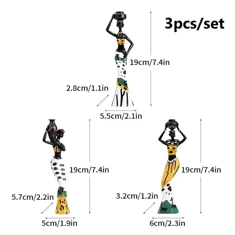 African Black Woman Figurines Sculptures Friends Gift Home Ornamenten Hars Retro Ambachten Accessories Shelf Decoration 14:200006152#Green sculptures
