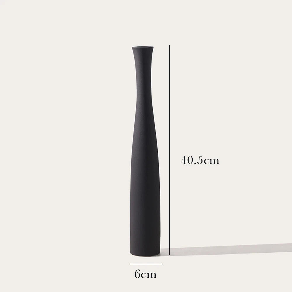 40cm Modern Ceramic Vase White Black Plants Ornaments Minimalist Vase for Living Room Home Office Party Decoration Flower Bottle 14:366#black Vases