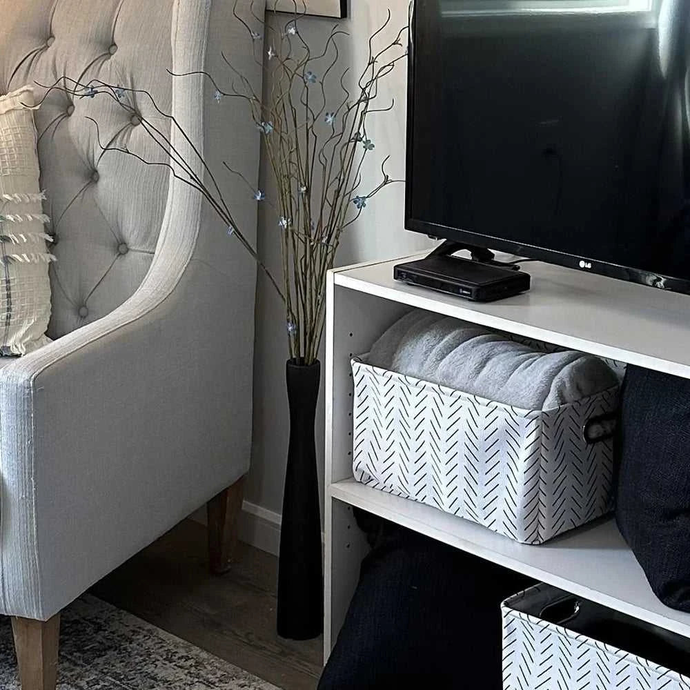 40cm Modern Ceramic Vase White Black Plants Ornaments Minimalist Vase for Living Room Home Office Party Decoration Flower Bottle 14:366#black Vases