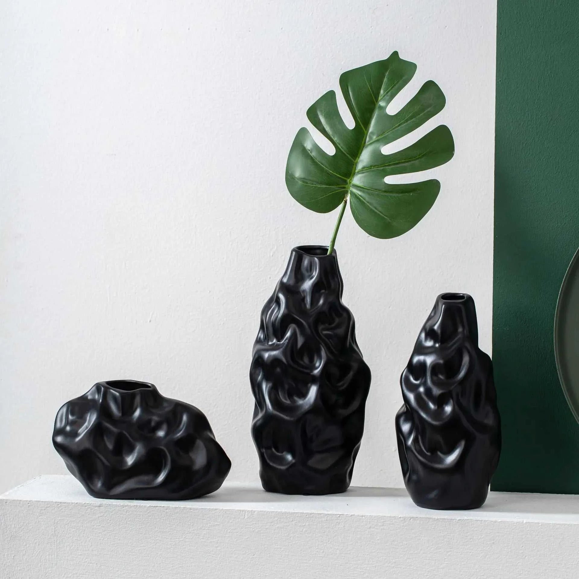 Creative ceramic vase decoration living room dining room desktop dried flower container home decoration accessories 14:173#A-S14 8 15cm vase