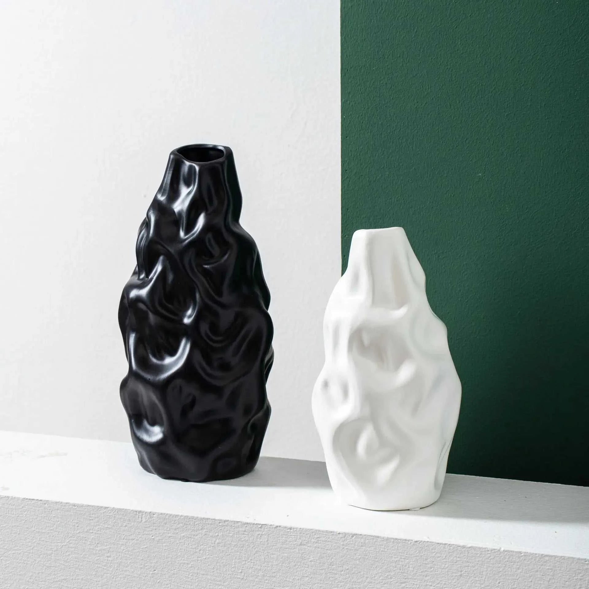 Creative ceramic vase decoration living room dining room desktop dried flower container home decoration accessories 14:173#A-S14 8 15cm vase