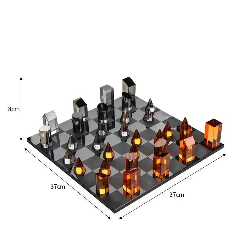 Minimalism Crystal Chess Ornaments Desk Decoration Modern Crafts Creative Geometric Artwork Chess Crafts Room Aesthetic Decor 14:200006151#A sculptures