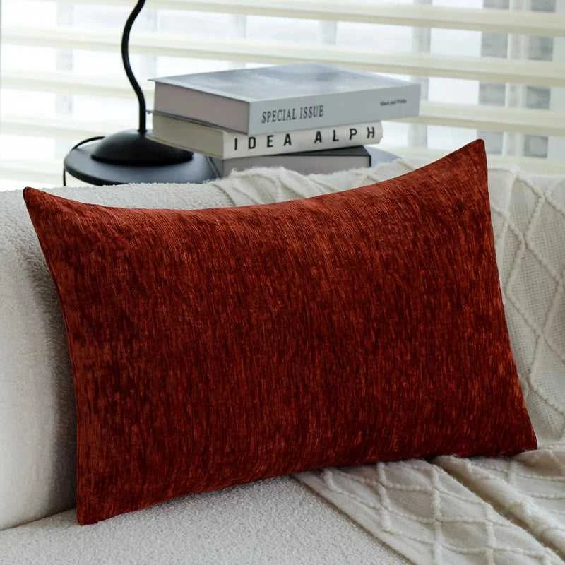 Bliss Chenille Pillow Cover 30x50cm - Soft Decorative Cushion Case for Sofa & Bedroom 14:29#Wine Red;5:202949817#30x50cm Cushion Covers