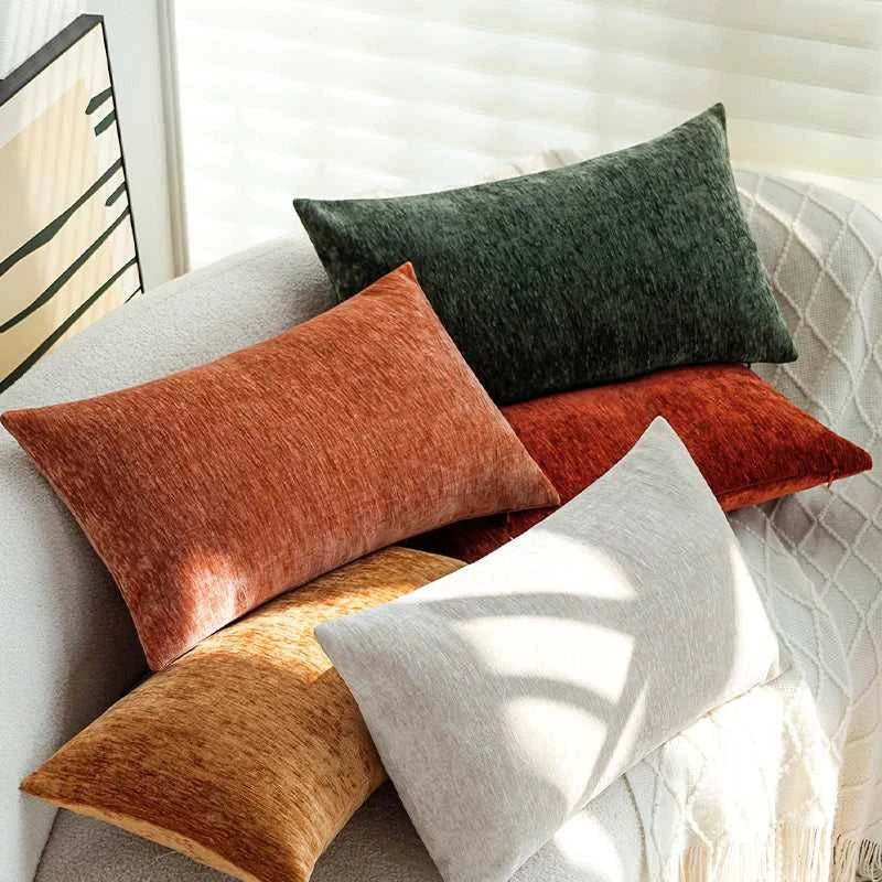 Bliss Chenille Pillow Cover 30x50cm - Soft Decorative Cushion Case for Sofa & Bedroom 14:29#Wine Red;5:202949817#30x50cm Cushion Covers