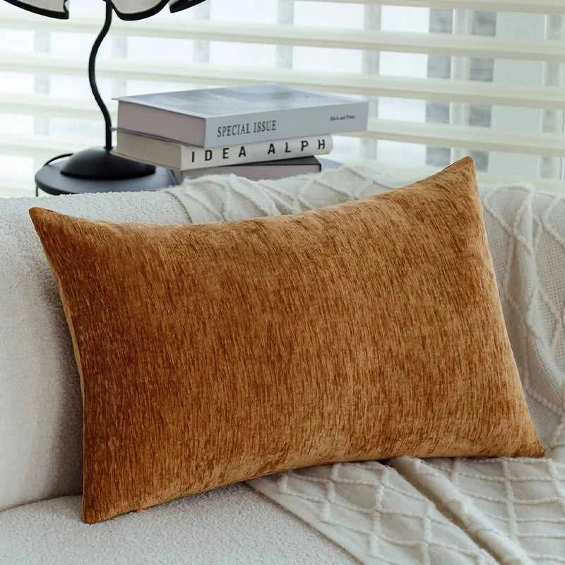 Bliss Chenille Pillow Cover 30x50cm - Soft Decorative Cushion Case for Sofa & Bedroom 14:29#Wine Red;5:202949817#30x50cm Cushion Covers
