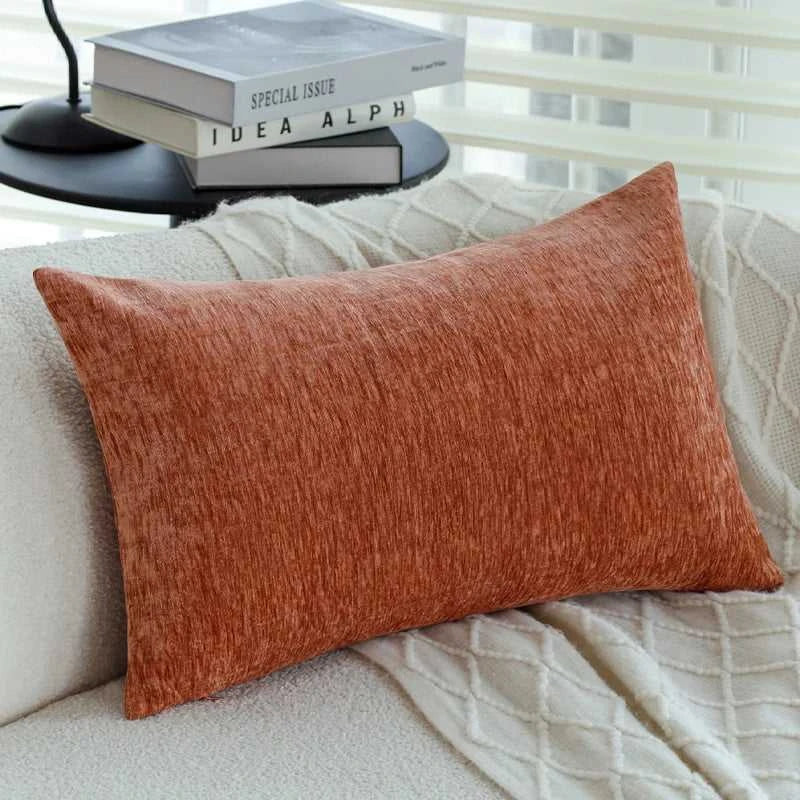 Bliss Chenille Pillow Cover 30x50cm - Soft Decorative Cushion Case for Sofa & Bedroom 14:29#Wine Red;5:202949817#30x50cm Cushion Covers