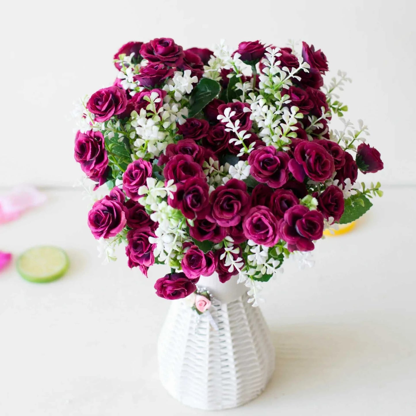 Vallie Artificial Mini Rose Bouquet - 15 Heads for Home, Office & Wedding Decor 14:202135822 L/Pink Artificial Flowers
