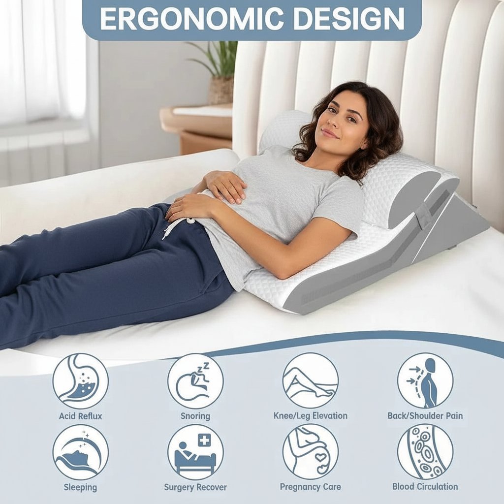 3Pcs/set Wedge Pillow for Sleeping Adjustable Folding Triangle Pillow for Snoring and After Surgery Back Pain Relief Acid Reflux 14:29#Grey and White luxury bedding
