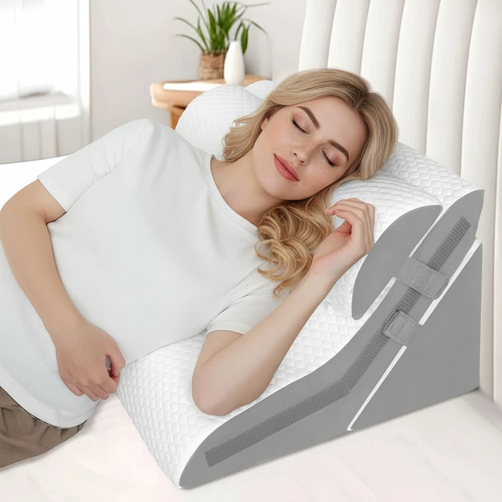 3Pcs/set Wedge Pillow for Sleeping Adjustable Folding Triangle Pillow for Snoring and After Surgery Back Pain Relief Acid Reflux 14:29#Grey and White luxury bedding