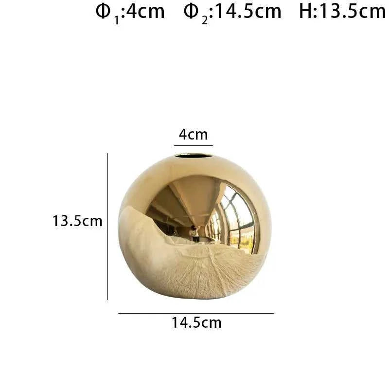 Caleb Gold Ball Ceramic Porcelain Vase - Modern Home Decor & Flower Pot 14:29#small vase