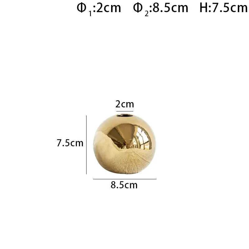 Caleb Gold Ball Ceramic Porcelain Vase - Modern Home Decor & Flower Pot 14:29#small vase