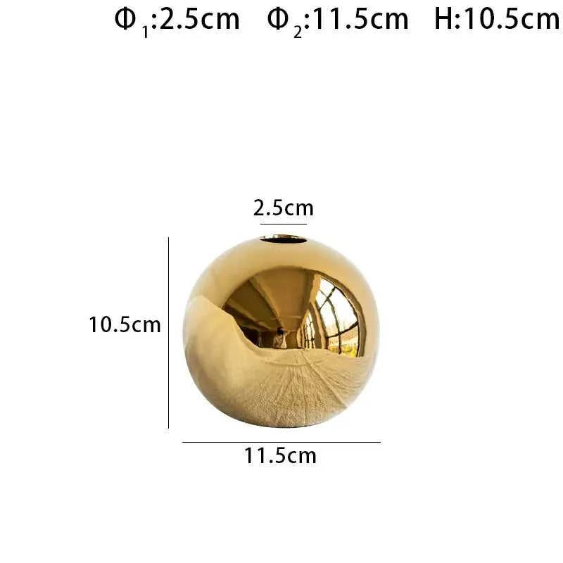 Caleb Gold Ball Ceramic Porcelain Vase - Modern Home Decor & Flower Pot 14:29#small vase