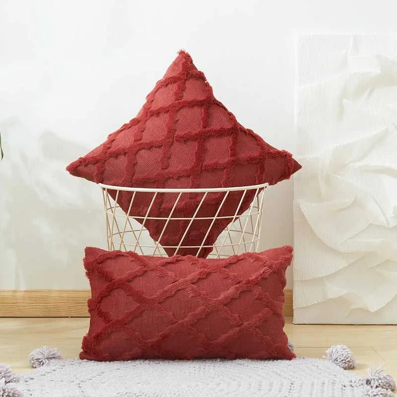 Camari Textured Rattan Throw Pillow Cover - Plush Solid Color Decorative Cushion Case 14:496#brown;5:202949817 Cushion Covers
