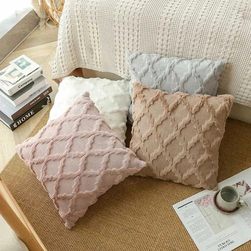 Camari Textured Rattan Throw Pillow Cover - Plush Solid Color Decorative Cushion Case 14:496#brown;5:202949817 Cushion Covers