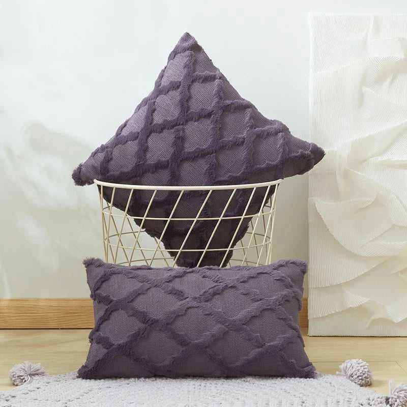 Camari Textured Rattan Throw Pillow Cover - Plush Solid Color Decorative Cushion Case 14:496#brown;5:202949817 Cushion Covers