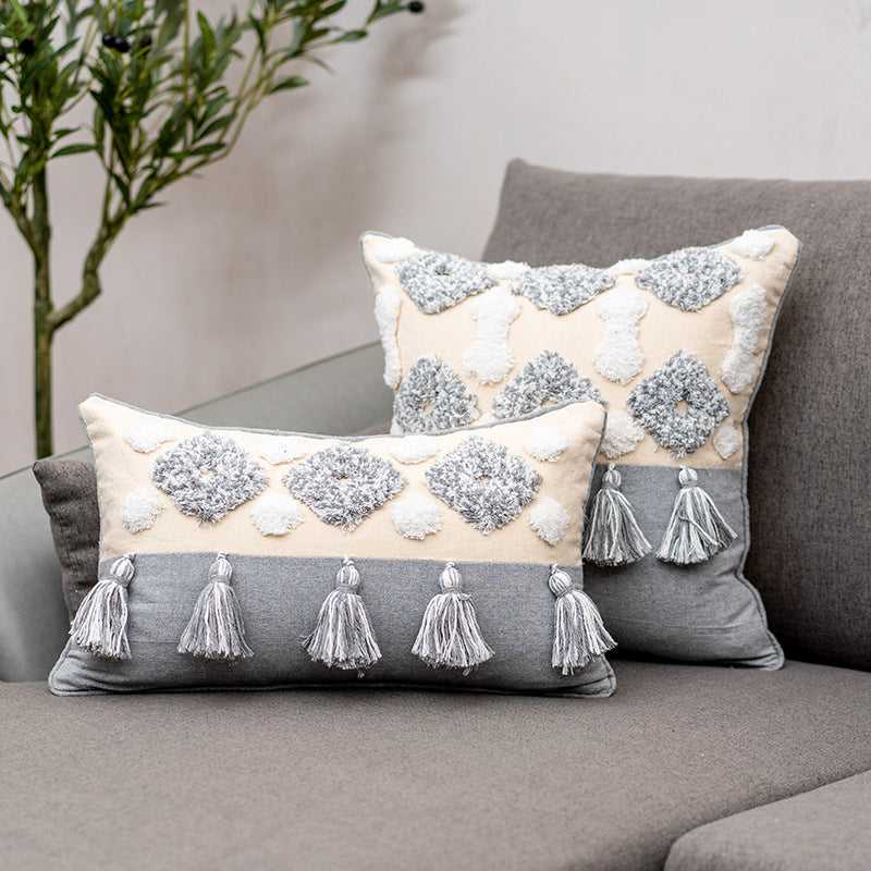Flow Sofa Throw Pillow Chair Cushion Lumbar Pillow Tassel Moroccan Cushion Covers