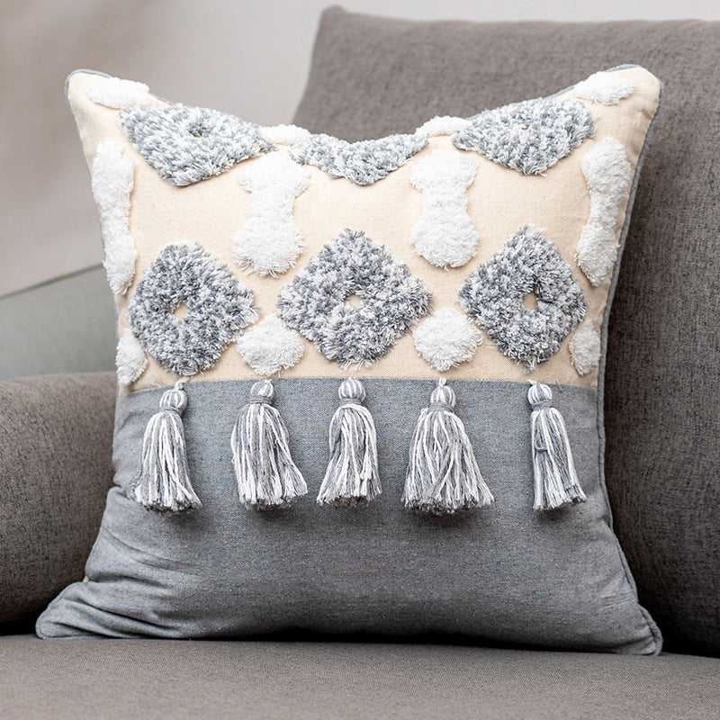 Flow Sofa Throw Pillow Chair Cushion Lumbar Pillow Tassel Moroccan Cushion Covers