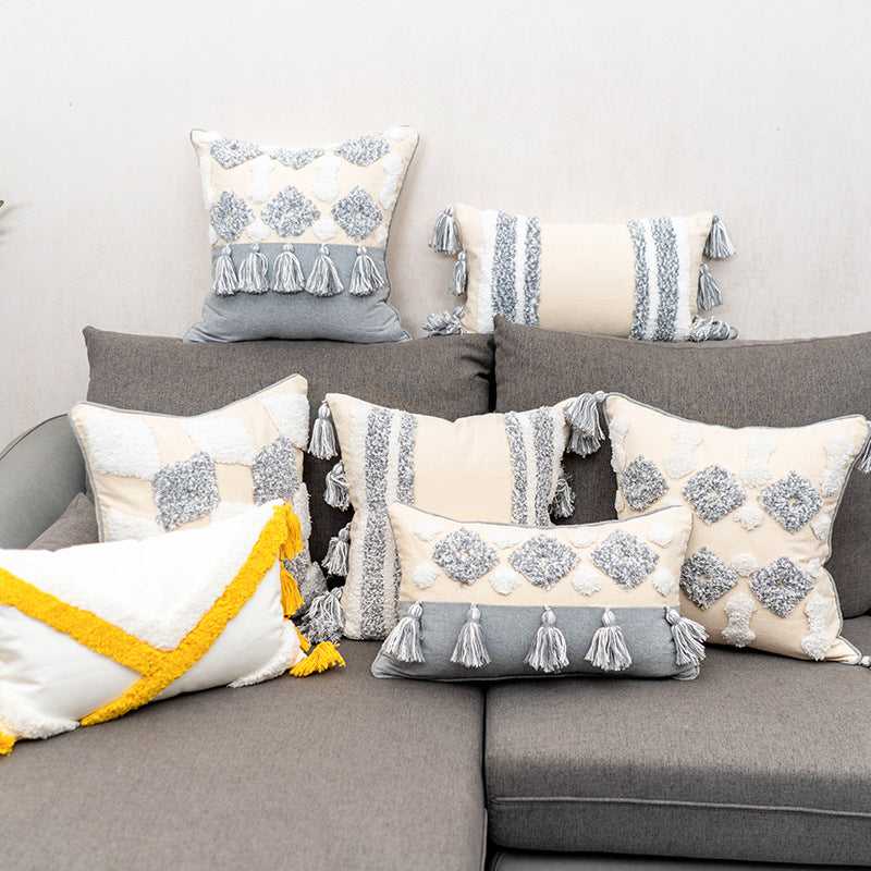 Flow Sofa Throw Pillow Chair Cushion Lumbar Pillow Tassel Moroccan Cushion Covers