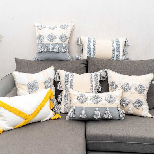 Flow Sofa Throw Pillow Chair Cushion Lumbar Pillow Tassel Moroccan Cushion Covers
