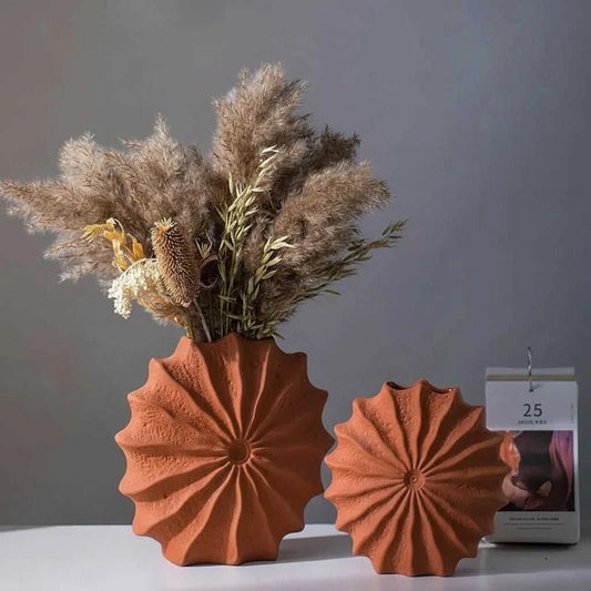 Cara Ceramic Shell Vase Orange - Porcelain Conch Flower Pot Desk Decor 14:29#S vase