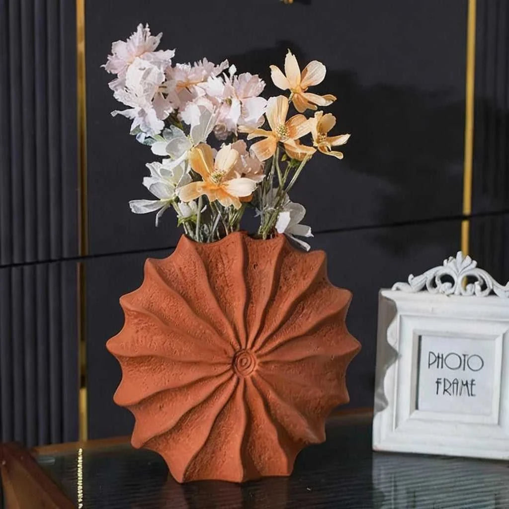 Cara Ceramic Shell Vase Orange - Porcelain Conch Flower Pot Desk Decor 14:29#S vase