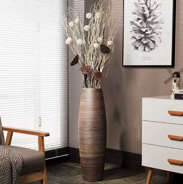 Ceramic floor vase Floro as creative ornament in modern living room