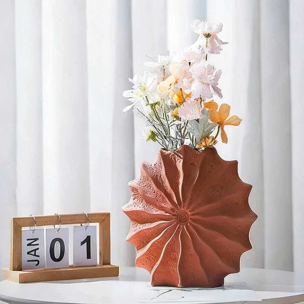Cara Ceramic Shell Vase Orange - Porcelain Conch Flower Pot Desk Decor 14:29#S vase