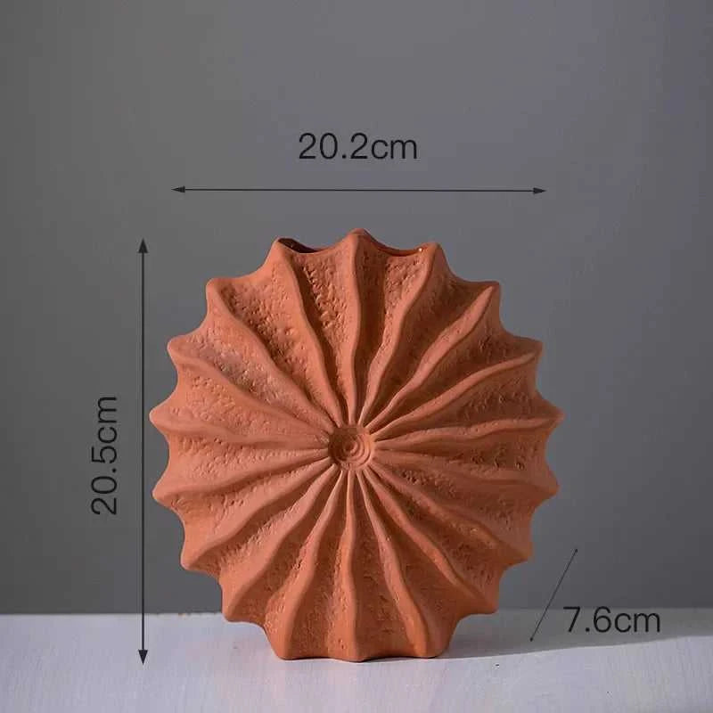 Cara Ceramic Shell Vase Orange - Porcelain Conch Flower Pot Desk Decor 14:29#S vase