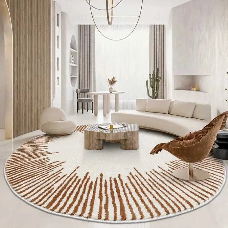 Home Thicken Non-slip Mat Modern Minimalist Carpets for Living Room Fluffy Soft Bedroom Decor Stripe Carpet Large Area Round Rug 14:1063#K;5:200844318#300x300cm Carpets