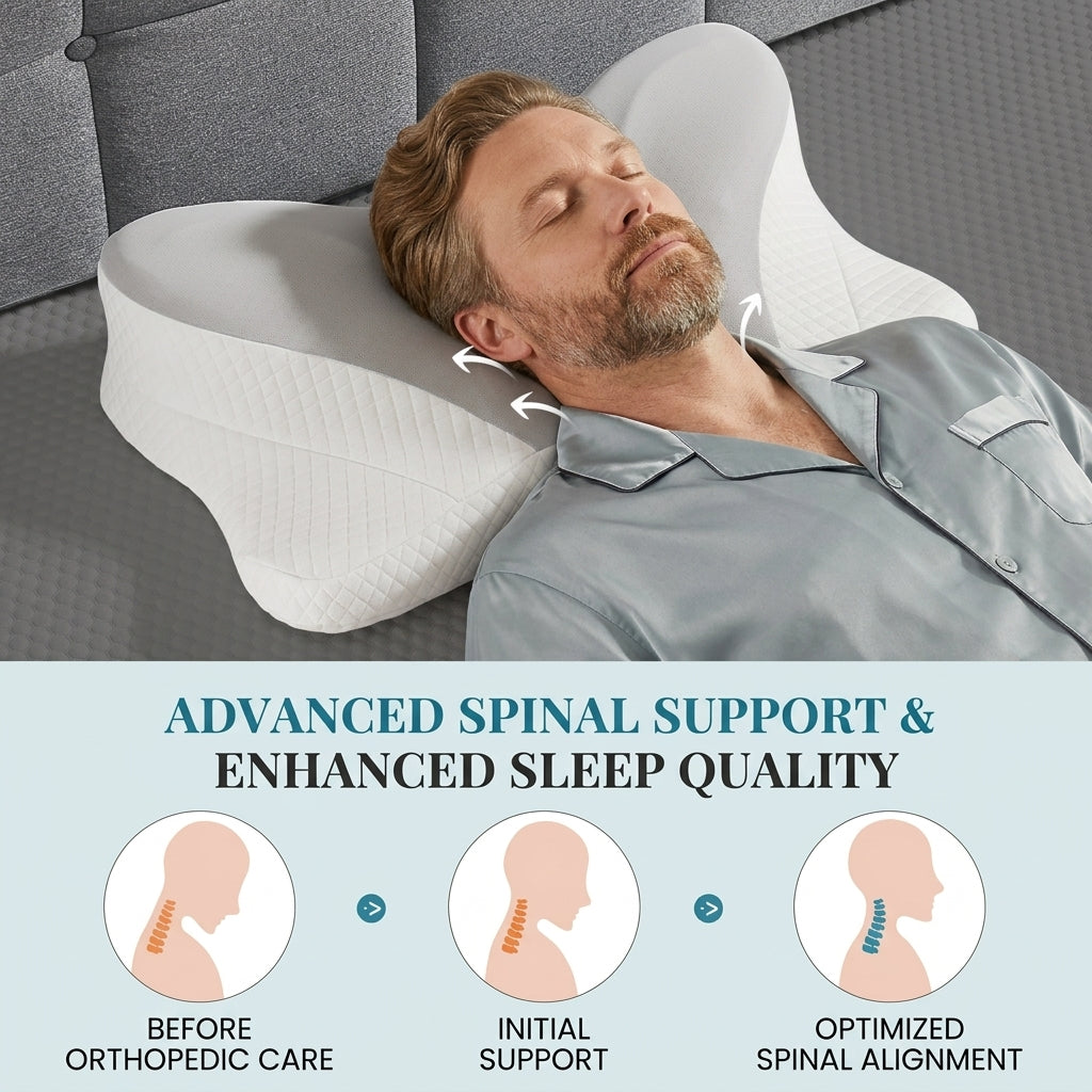 Collo cervical pillow for neck pain in white – memory foam neck support with breathable cover by Essina