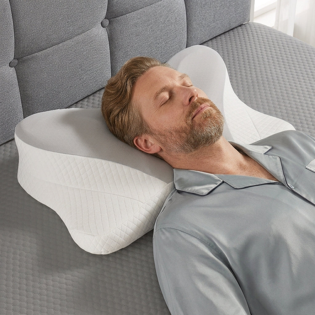 Collo cervical pillow for neck pain in grey – ergonomic memory foam neck support by Essina