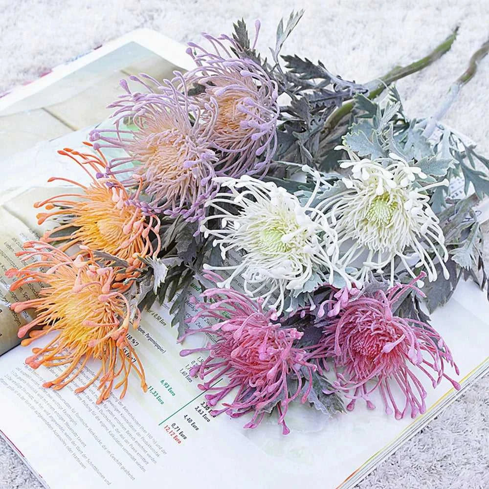 Fluff Artificial Pincushion Flowers - Crab Claw Branch for Wedding & Home Decor 14:1052 Pink Artificial Flowers