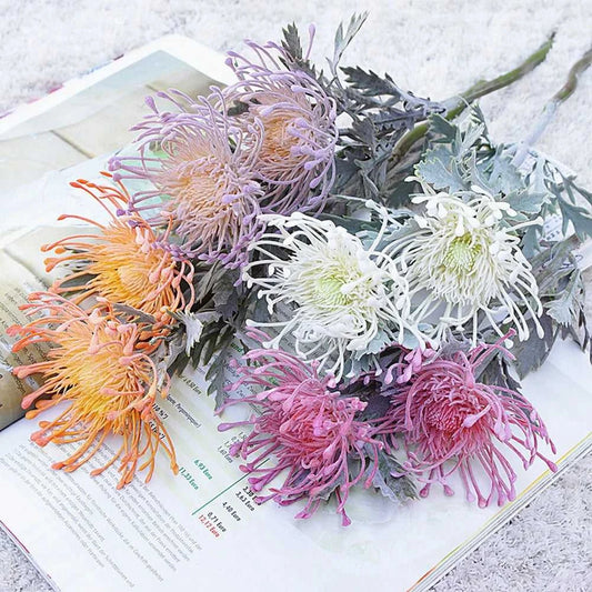 Fluff Artificial Pincushion Flowers - Crab Claw Branch for Wedding & Home Decor 14:1052 Pink Artificial Flowers