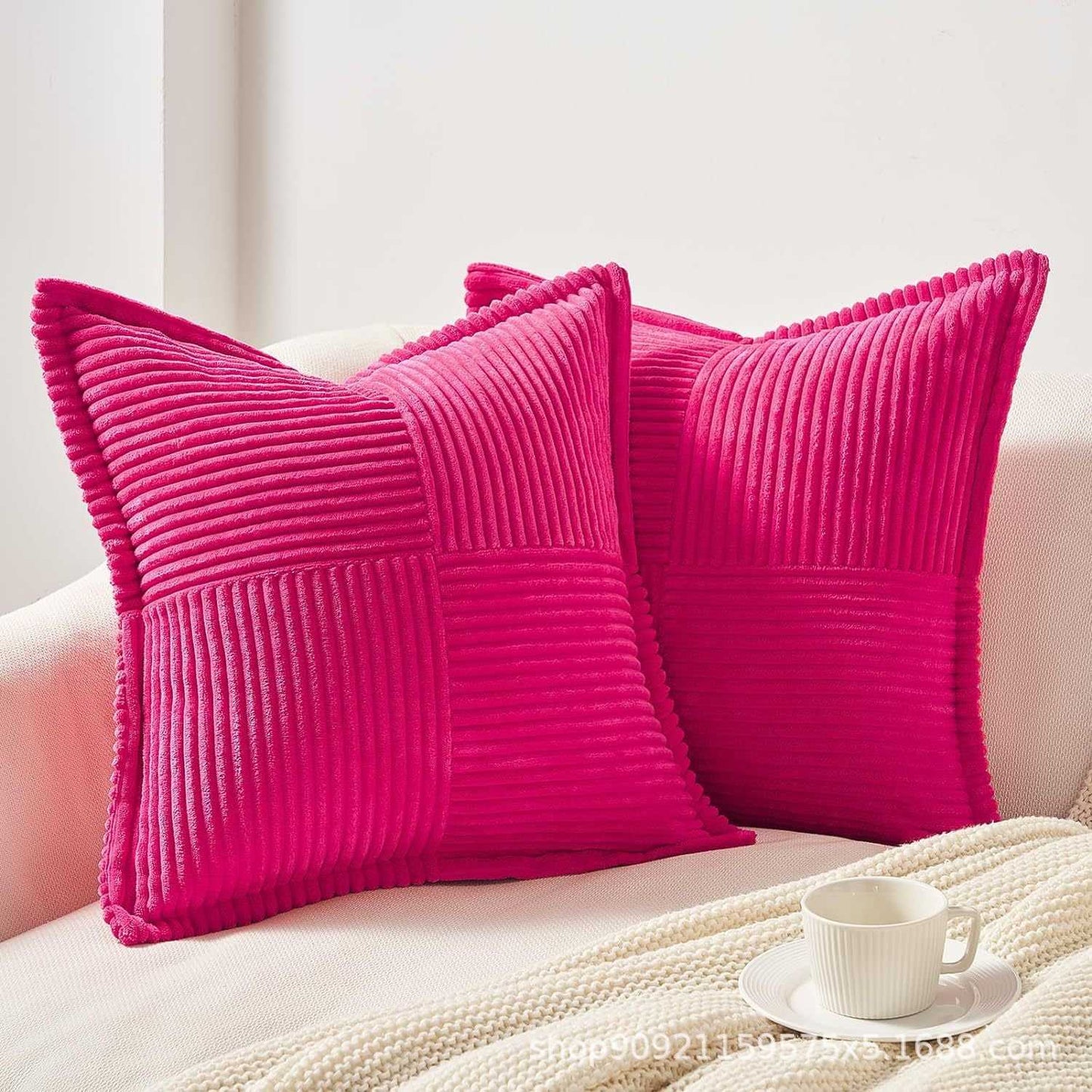 Corduroy Pillow Covers Super Soft Boho Striped Pillow Covers Broadside Decorative Textured Christmas Throw Pillows For Couch Cushion Livingroom 